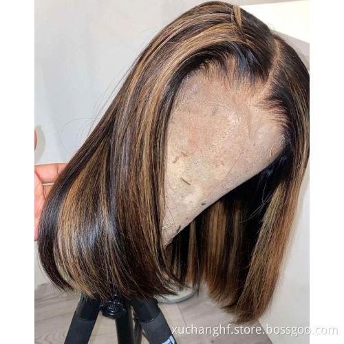 Ombre wig human hair 13*4 lace frontal bob wigs P1B/27 short length straight human hair wig 8 inch to 14 inch